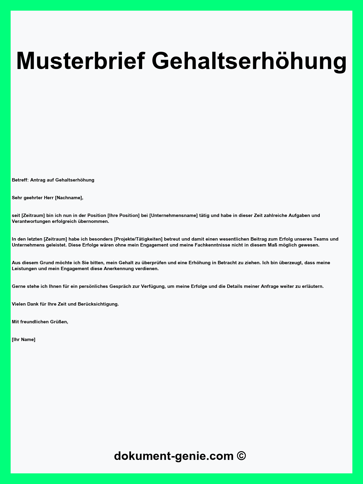 Musterbrief Gehaltserhöhung - Word - PDF