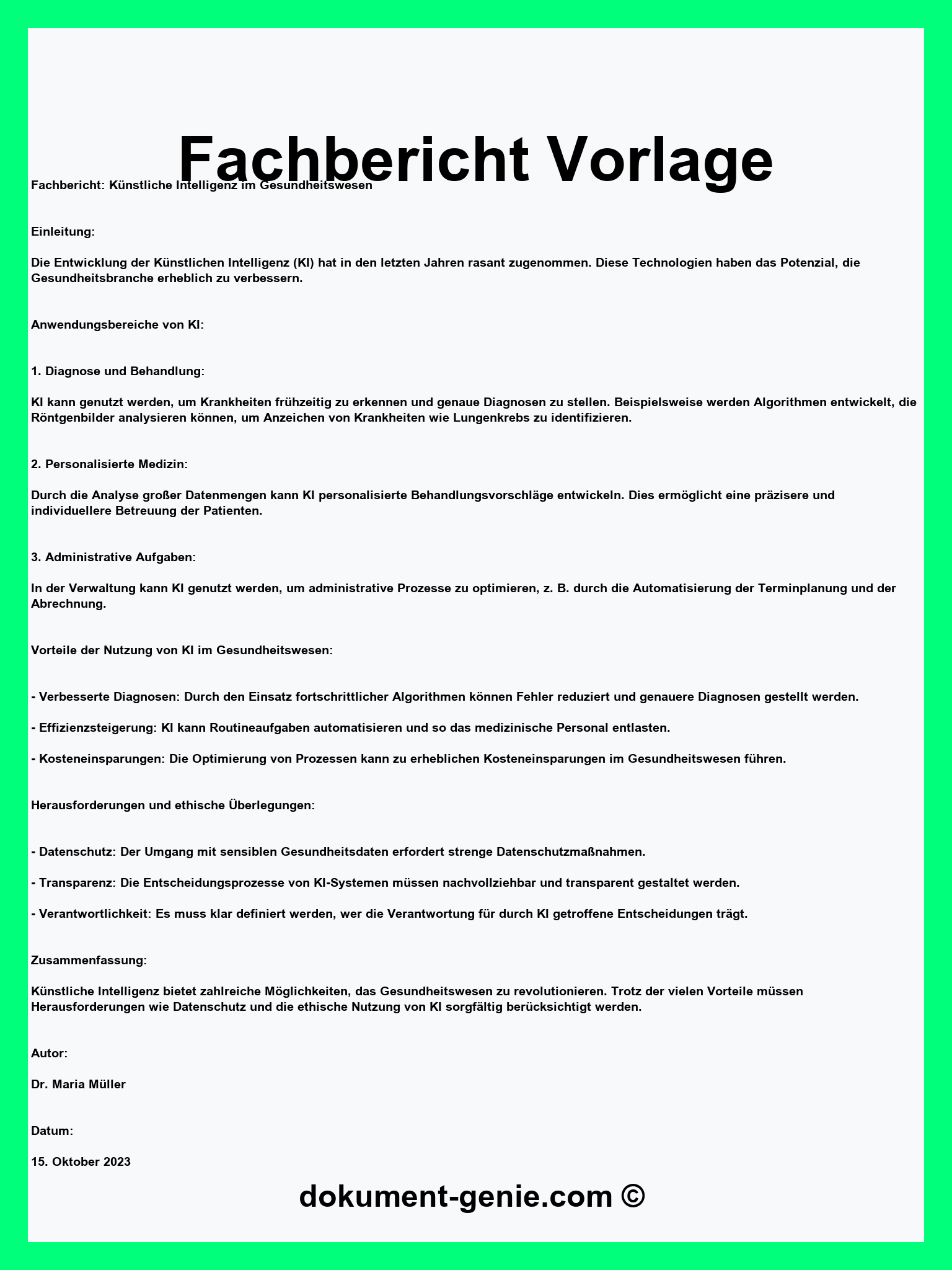 Fachbericht Vorlage - PDF - Word
