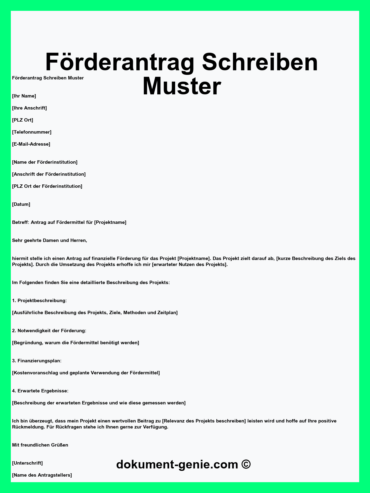 Förderantrag Schreiben Muster - Word - PDF
