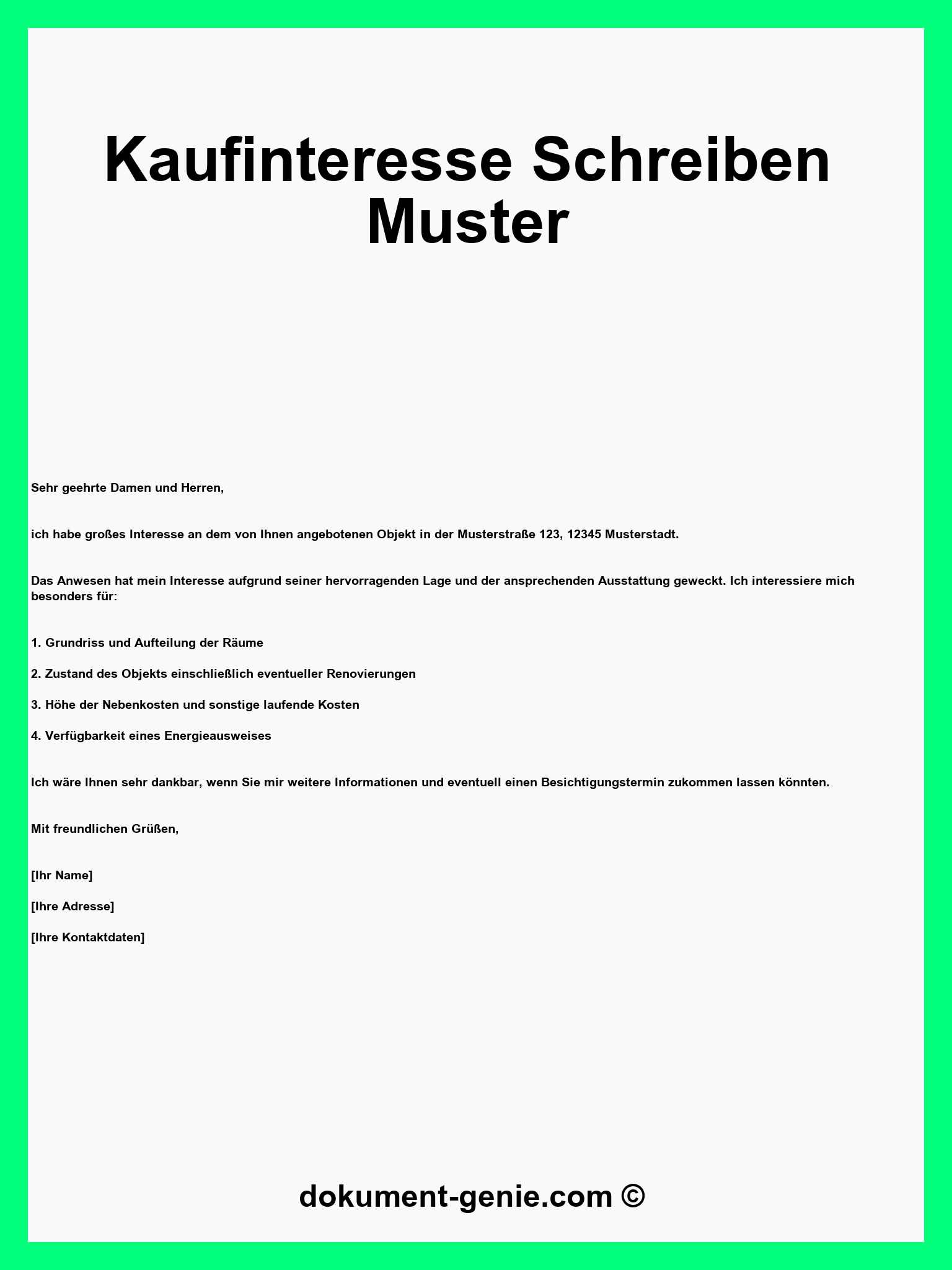 Kaufinteresse Schreiben Muster - PDF - Word