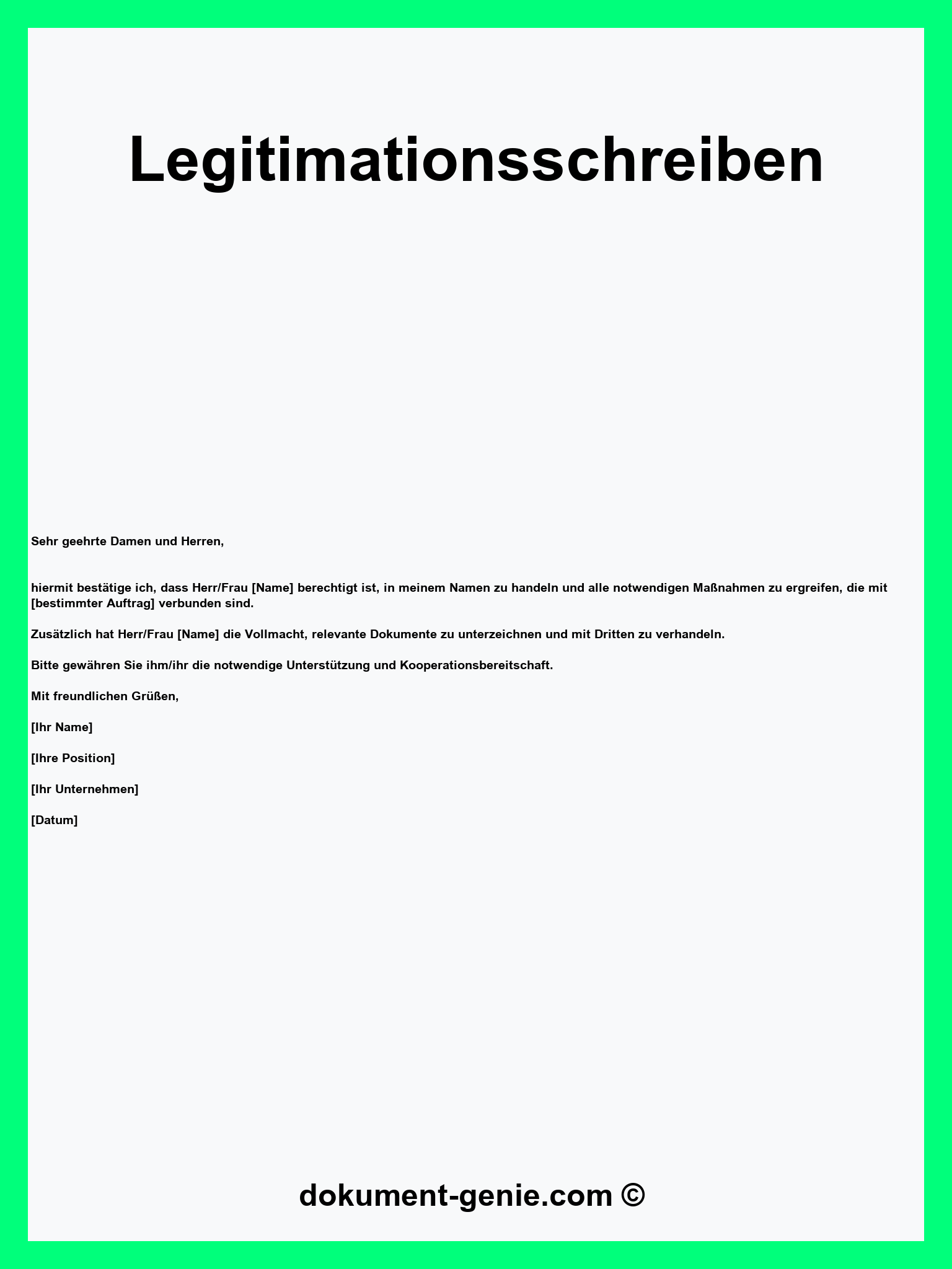 Legitimationsschreiben - PDF - Word