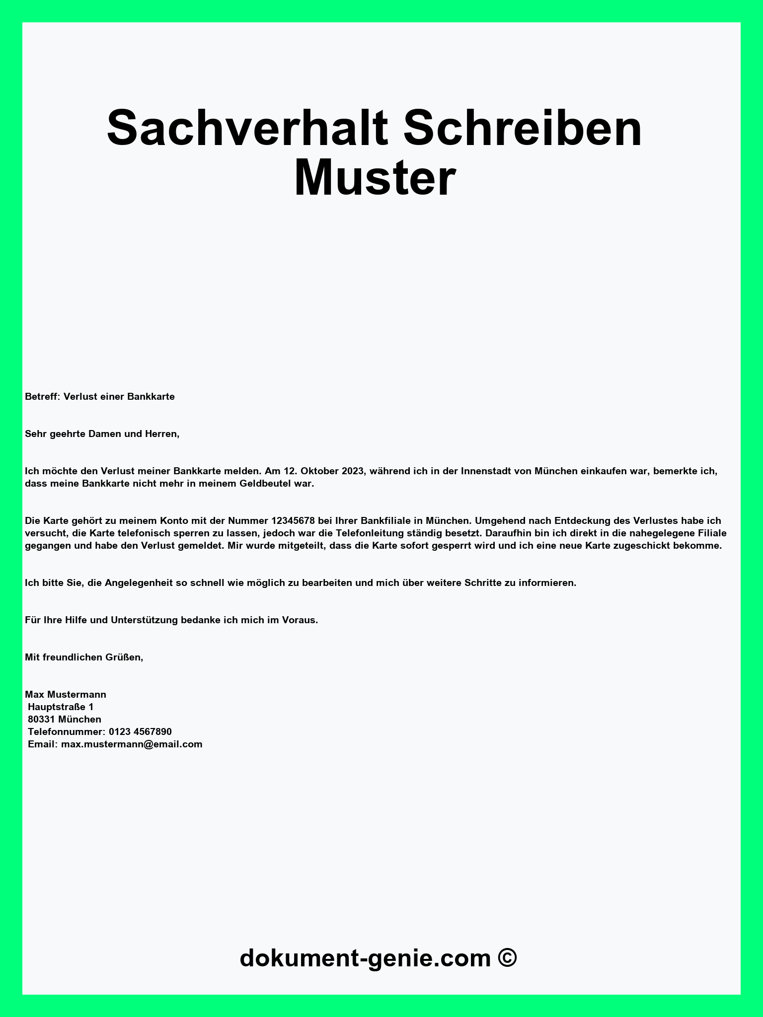 Sachverhalt Schreiben Muster - PDF - Word