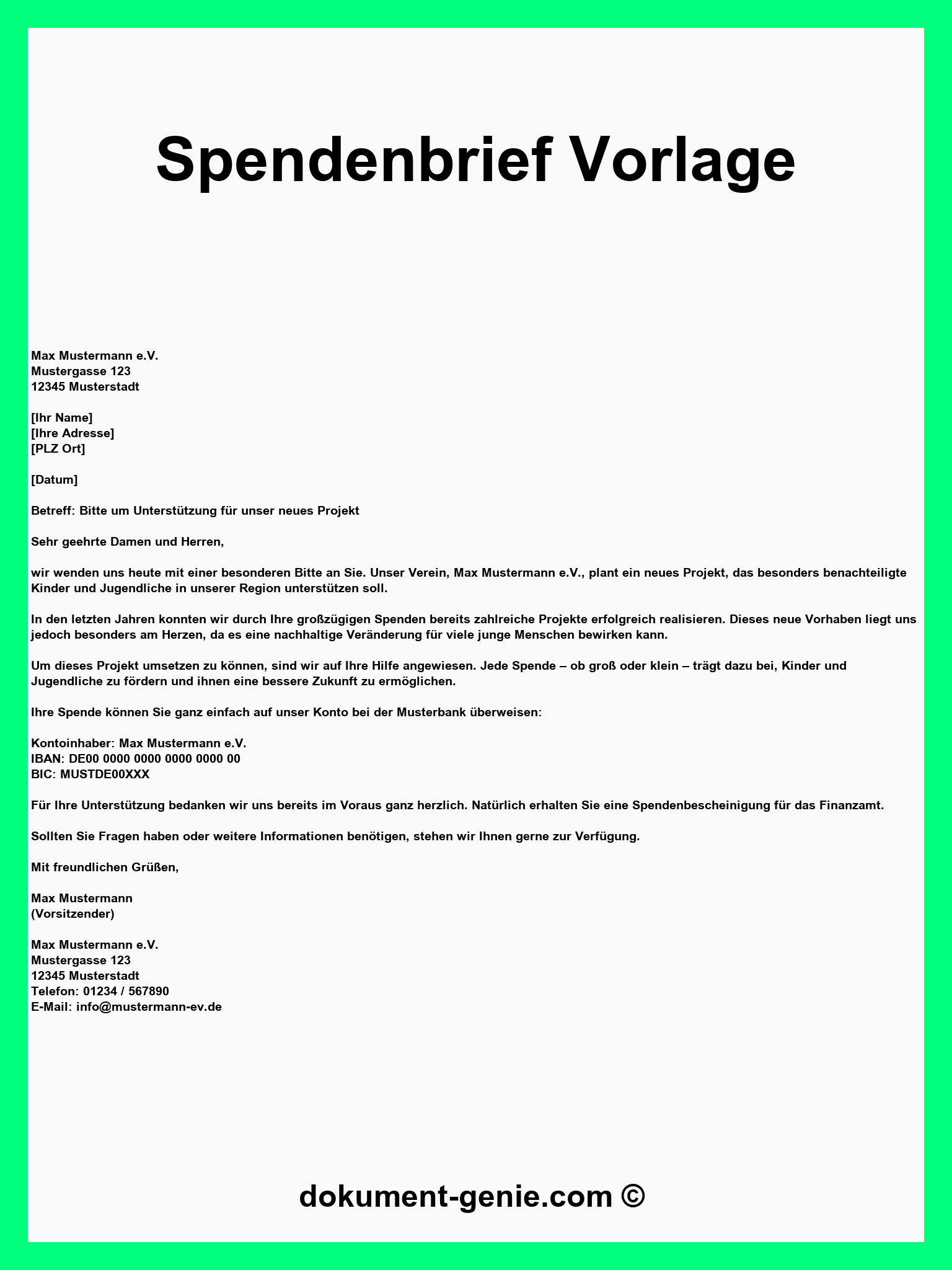 Spendenbrief Vorlage - PDF - Word