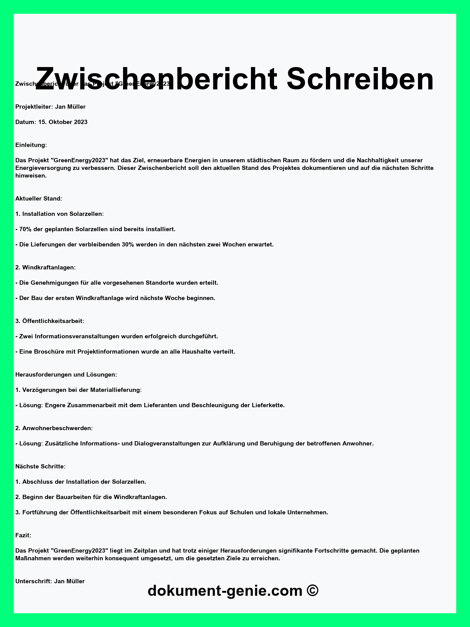 Zwischenbericht Schreiben - Word - PDF